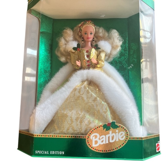 NIB Mattel Barbie Holiday Special 1994 Elegant Gold and White Doll in Box - Picture 2 of 10